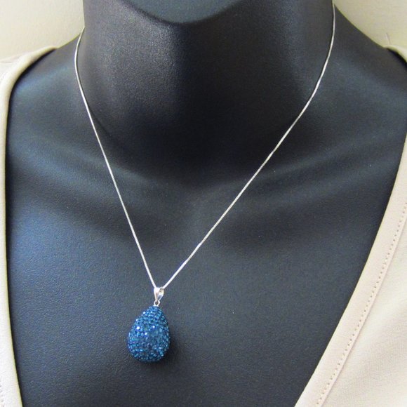 Swarovski Crystals Teardrop Pendant on a Sterling Silver Chain - Picture 2 of 13